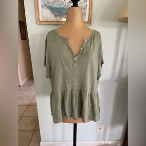 (NWOT) Cynthia Rowley Linen Peplum Top Size L